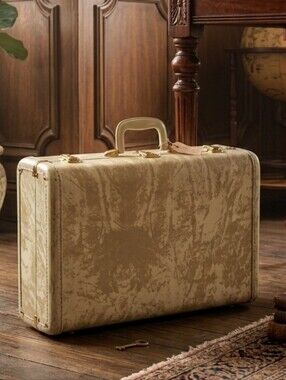 Vintage 1950s Samsonite Streamlite Suitcase Beige Marbled Luggage 21" X 13" X 8"